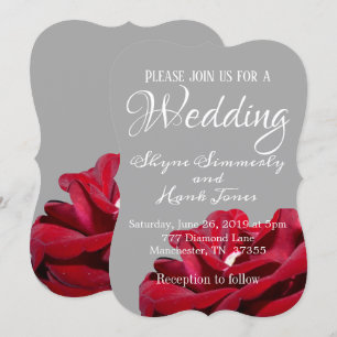 Marsala Red Burgundy Floral Gray Wedding Einladung