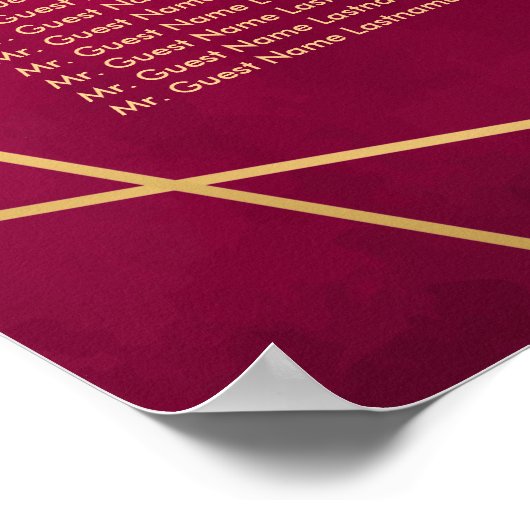 Marsala Red Burgundy Modernes Hochzeitsstatuenpost Poster (Ecke)