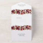 Marsala Red Burgundy Wedding All in one Einladung (Außenbereich)