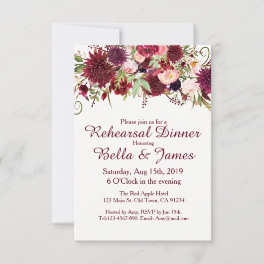 Marsala Red Burgundy Wedding Probe Einladungen (Vorderseite)