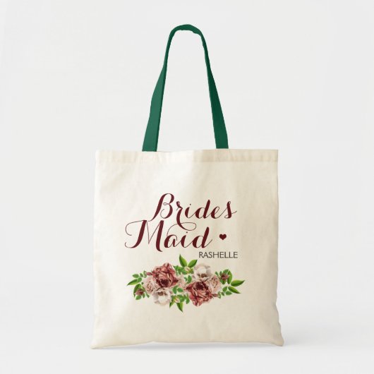 Marsala Red Floral Bridesmaid Tragetasche (Vorne)