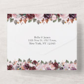 Marsala Red Floral Fall All in One Wedite Einladun All In One Einladung (Rückseite)