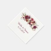 Marsala Red Floral Wedding Collection Napkins Serviette (Ecke)