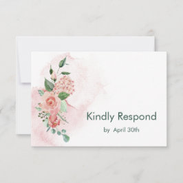 Marsala Red Floral Wedding RSVP Karte