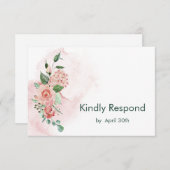 Marsala Red Floral Wedding RSVP Karte (Vorne/Hinten)