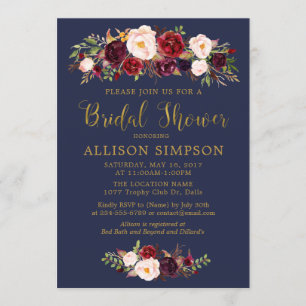 Marsala Red Herbst BridalShower Einladungen