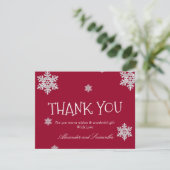 Marsala Red Winter Snowflake Danke Karte (Stehend Vorderseite)