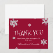 Marsala Red Winter Snowflake Danke Karte (Vorne/Hinten)