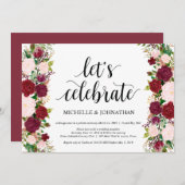 Marsala Rosa Blumen Hochzeit Elopement Empfang Einladung (Vorne/Hinten)