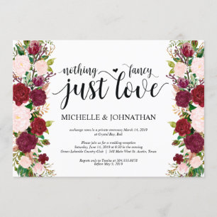 Marsala rosa florale Hochzeit Elopement Empfang Einladung
