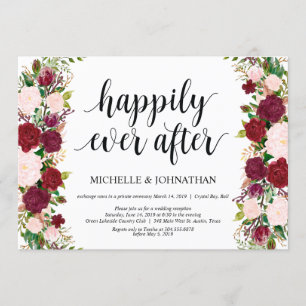 Marsala rosa florale Hochzeit Elopement Empfang Einladung