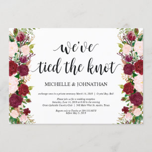 Marsala rosa florale Hochzeit Elopement Empfang Einladung