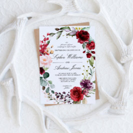 Marsala Rose Floral Wedding Einladung