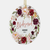 Marsala Rose Gold Bridesmaid Keramik Ornament (Rechts)