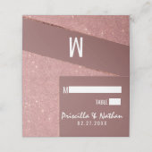 Marsala Rose Gold Glitzer Color Block Platzkarten (Außenseite Aufgefaltet)