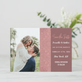Marsala Rose Gold Glitzer Farbblock Rett Datum Save The Date (Stehend Vorderseite)