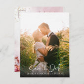 Marsala Rose Gold Herbstlaubs Foto Save the Date Einladungspostkarte (Vorne/Hinten)