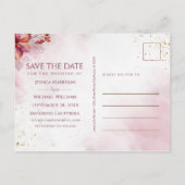 Marsala Rose Gold Herbstlaubs Foto Save the Date Einladungspostkarte (Rückseite)