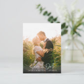 Marsala Rose Gold Herbstlaubs Foto Save the Date Einladungspostkarte (Stehend Vorderseite)
