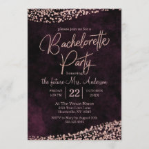 Marsala Rose Gold Junggeselinnen-Abschied Einladun