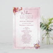 Marsala Rose Gold Watercolor Wedding Program (Stehend Vorderseite)