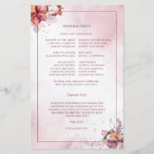Marsala Rose Gold Watercolor Wedding Program (Rückseite)