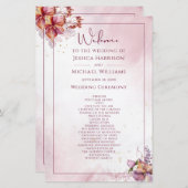 Marsala Rose Gold Watercolor Wedding Program (Vorne/Hinten)