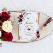 Marsala Rose & Goldrahmen Girl Taufe Einladung