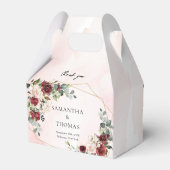 Marsala-Rose Wasserfarben Hochzeit Gold Geschenkschachtel (Rückseite)