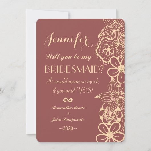 Marsala Rot und Cream Gelb Muster Einladung (Vorderseite)