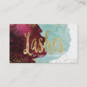Marsala rote aquamarine Watercolor-Goldpeitschen Visitenkarte (Vorderseite)