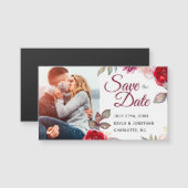Marsala rote Blume kleines Wedding Save the Date Magnetkarte (Vorne/Hinten)