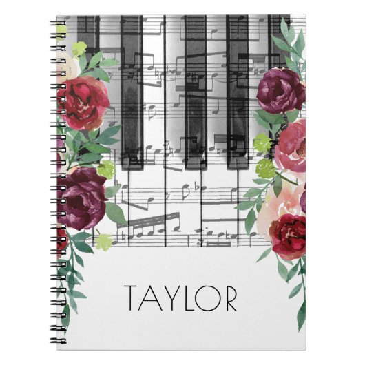 Marsala, Rote Blume Piano Notizblock (Vorderseite)