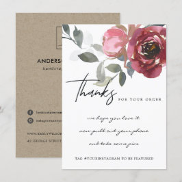 MARSALA ROTE ROSE FLORAL CORPORATE Business LOGO Dankeskarte