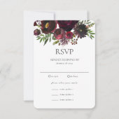 Marsala Rote Rose Floral Custom Wedding RSVP Card (Vorderseite)