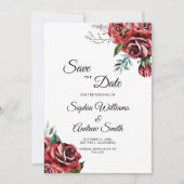Marsala Rote Rose Rustikal Save the Date (Vorderseite)