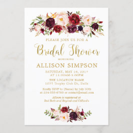 Marsala Roter Herbst Gold BridalDusche Einladungen