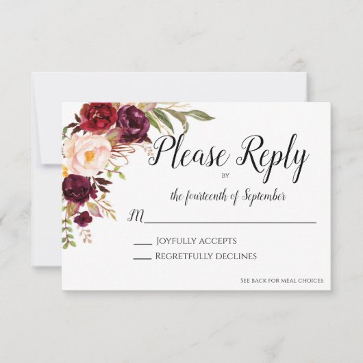 Marsala RSVP Card Einladung (Vorderseite)