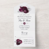 Marsala, Schwarz und Silver Floral Wedding All In One Einladung (Innen Boden)