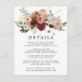 Marsala Terracotta Floral Wedding Details Begleitkarte (Vorderseite)