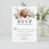 Marsala Terrocotta Wedding RSVP Card, Optionen für Karte (Stehend Vorderseite)