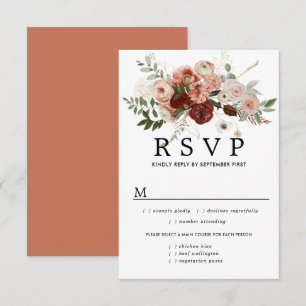 Marsala Terrocotta Wedding RSVP Card, Optionen für Karte