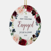 Marsala u. Marine-Blumenerstes Weihnachten verlobt Keramik Ornament (Rechts)