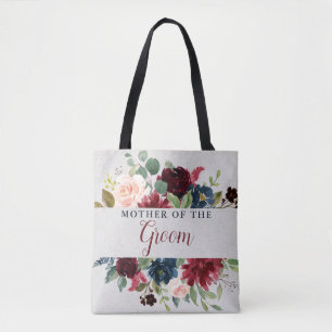 Marsala u. Marine-Blumenmutter des Bräutigams Tasche