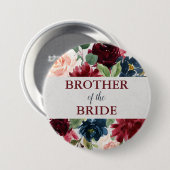 Marsala u. Marine-BlumenShabby Chic-Bruder der Button (Vorne & Hinten)