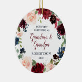 Marsala u. Marine, die mit Blumen sind, erröten Keramik Ornament (Rechts)