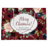Marsala u. Marine-frohe mit Blumenweihnachten Große Geschenktüte (Vorderseite)