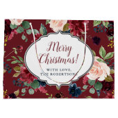 Marsala u. Marine-frohe mit Blumenweihnachten Große Geschenktüte (Rückseite)