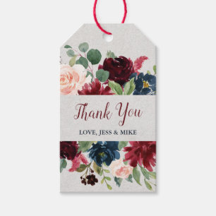 Marsala u. Marine-mit Blumenpersonalisiertes Geschenkanhänger