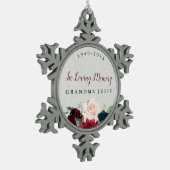 Marsala u. Marine-personalisiertes mit Schneeflocken Zinn-Ornament (Links)